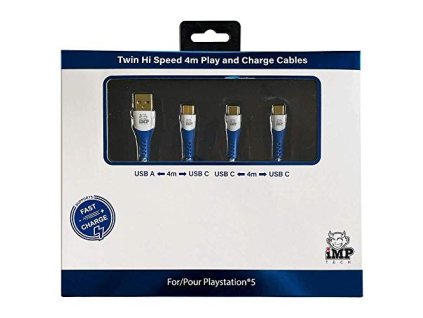 IMP 4m Braided Fast Charge Cable PS5 Twin Pack